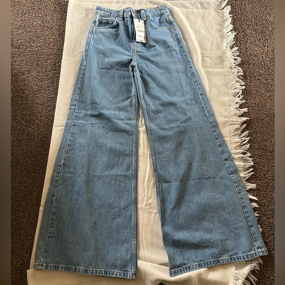 Zara Light Blue high rise bootcut leg full length - Picture 5 of 12